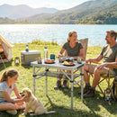 Tavolo Campeggio Pieghevole 60x40x 60 cm Picnic con Ripiano a Rete in Alluminio e MDF Nero      
