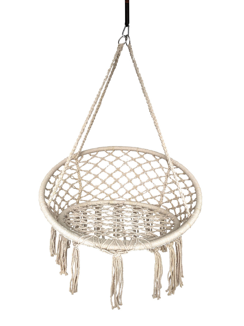 Amaca Sedia Sospesa da Giardino 80x60 cm in Acciaio e Cotone Beige  