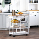 Carrello da Cucina con Cassetti e Portabottiglie Legno e Bianco