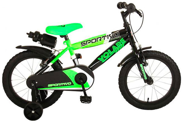 prezzo Bicicletta per Bambino 14"" 2 Freni Sportivo Verde Neon e Nero