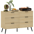 Cassettiera 6 Cassetti Design Nordico 110x40x75 cm Rovere  