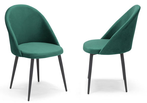 sconto Set 2 sedie Imbottite 51x58x87 cm In Tessuto Tiffany Lola Verde Smeraldo