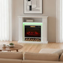 Camino Elettrico da Pavimento 105x27x97 cm 1800W Regolabile con Fiamma 3D Timer e Telecomando Bianco      