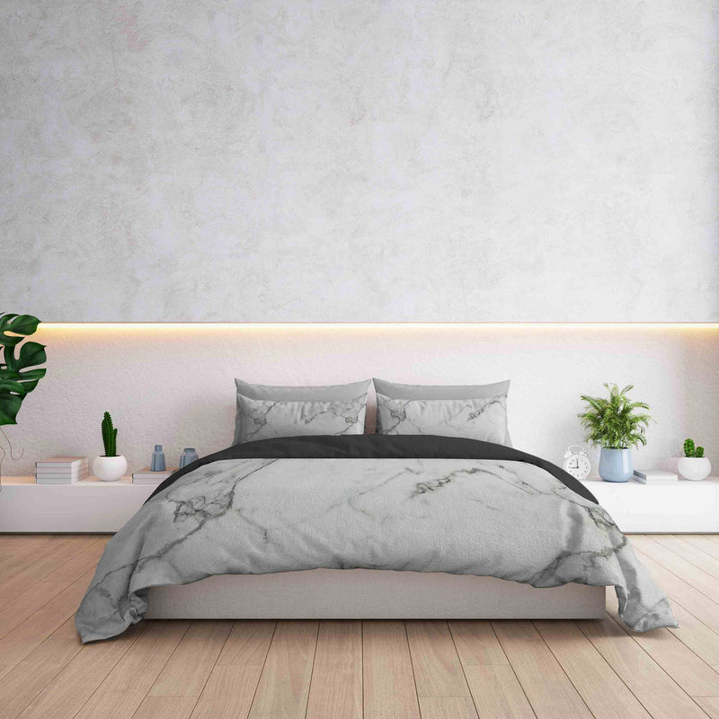 Copripiumino con Federe Stampato in Microfibra Marble Varie Misure