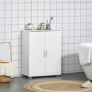 Mobile Bagno Moderno 60x30x80 cm con 2 Ante e Maniglie Argentate in MDF Bianco      