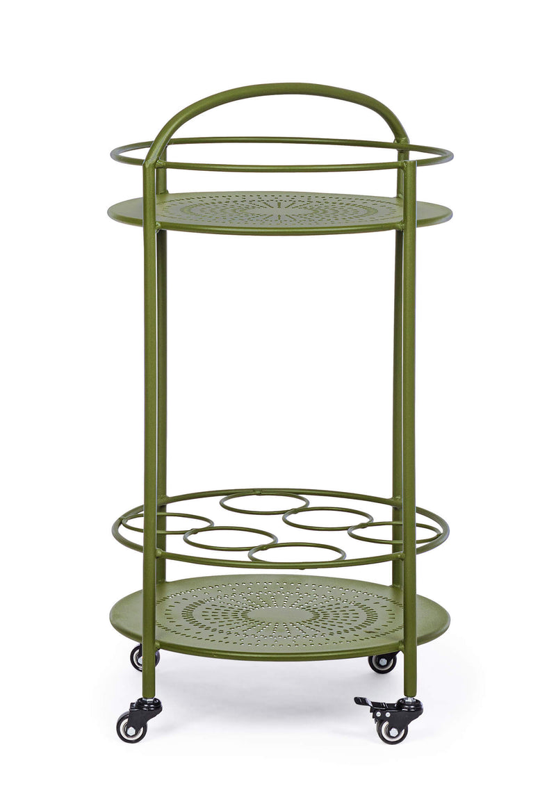 Carrello da Cucina 45x81 cm con Portabottiglie e Ruote in Acciaio Verde