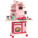 Cucina Giocattolo per Bambini 3-6 Anni 67x25x87 cm con Luci Suoni Fornello Lavello Rubinetto e Cappa in Plastica Rosa      