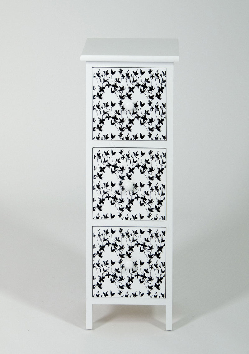 Cassettiera 3 Cassetti in Legno Massello 25x25x71 cm Fumer Fanny Bianca