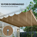 Tetto per Pergola 350x260 cm con 10 Fori di Drenaggio in Poliestere Marrone Chiaro      