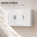 Mobile Bagno da Parete 90x30x60 cm con 3 Ante e Ripiano Regolabile Salvaspazio in MDF Bianco      