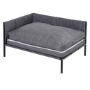 Divano Cuccia per Cani Grandi 93,5x69x48,5 cm in Tessuto Effetto Lino Grigio
