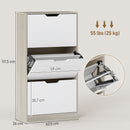 Scarpiera Salvaspazio Slim a 3 Cassetti 62,5x26x117,5 cm per 18 Paia di Scarpe in Melamina Color Legno e Bianco      
