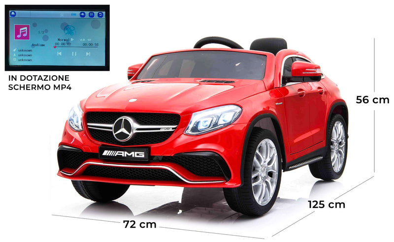 Macchina Elettrica per Bambini 12V Mp4 con Licenza Mercedes GLE 63 AMG Coupè Rossa