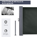 Divisore da Giardino 600x180 cm Regolabile Anti UV con Maniglia in Metallo e Poliestere Grigio      