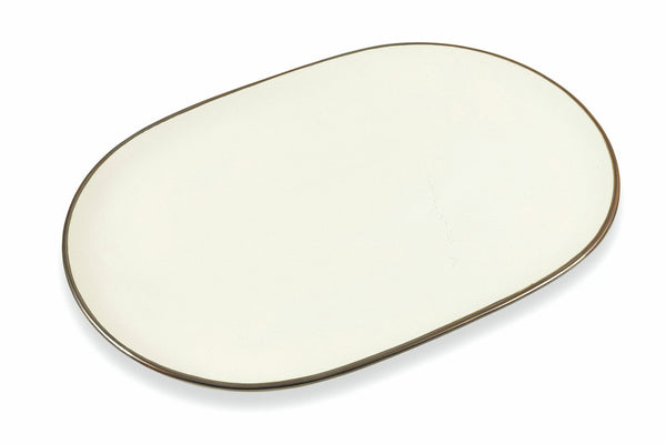 acquista Piatto da Portata Ovale 39x26,5x2 cm in Stoneware Villa d'Este Home Tivoli Cala Dorata Bianco