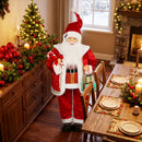 Babbo Natale Animato a Batteria 48x22x120 cm con Musica e Movimento Regali e Bastoncino di Zucchero in Velluto      