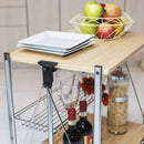 Carrello da Cucina Pieghevole 40x67,5x70 cm con 4 Ruote in Legno Rovere