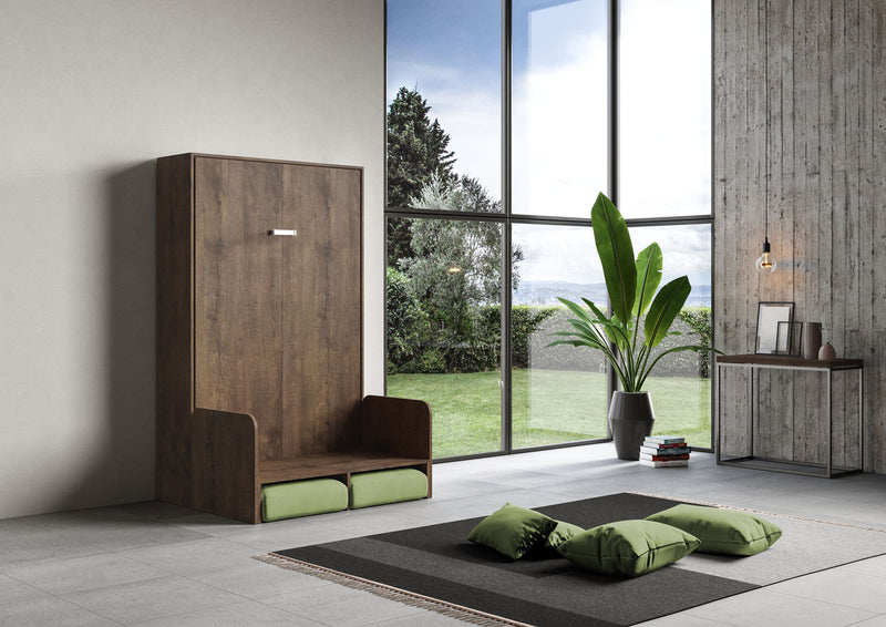 Letto Una Piazza E Mezzo A Scomparsa 120 Kentaro Con Divano Noce e Verde      