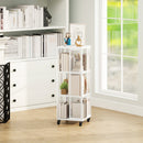 Libreria Moderna a 3 Ripiani 35x35x99 cm con Ruote in Metallo a Rete Bianco  