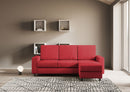 Divano 3 Posti con Pouf 208x155x85 cm Sakar in Tessuto Rosso