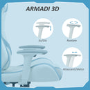 Sedia da Gaming Reclinabile 135° con Poggiatesta e Supporto Lombare 67x60x120-128 cm in Similpelle Azzurro