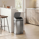 Pattumiera con Sensore 48 L 33x25x69 cm a Chiusura Morbida con Superficie Anti-impronte in Acciaio Inox e ABS Argento      