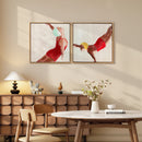 Set di 2 Quadri su Tela 40x40 cm Design Moderno Stampa Artistica da Parete con Ganci Inclusi Rosso      