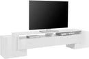 Mobile Tv 3 Ante e Ripiano a Giorno 210x45x45 cm Pillon Low 2A 1R Bianco Lucido  