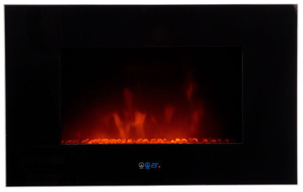 sconto Camino Elettrico da Parete Effetto Fiamma 2000W CheminArte Volcano Nero