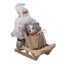 Pupazzo Babbo Natale in Tessuto con slitta grigio cm 33x12xh30