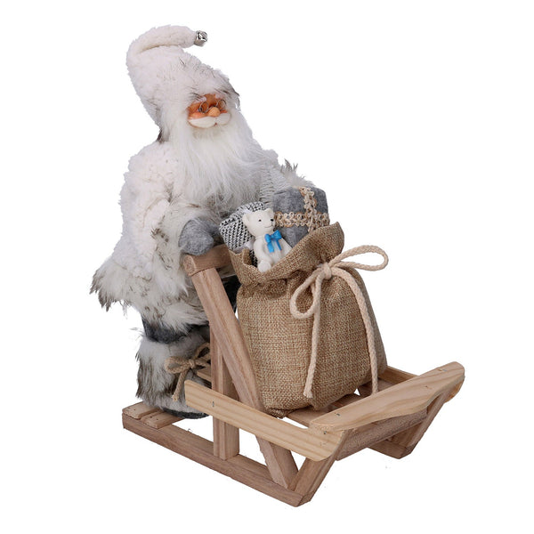 prezzo Pupazzo Babbo Natale in Tessuto con slitta grigio cm 33x12xh30