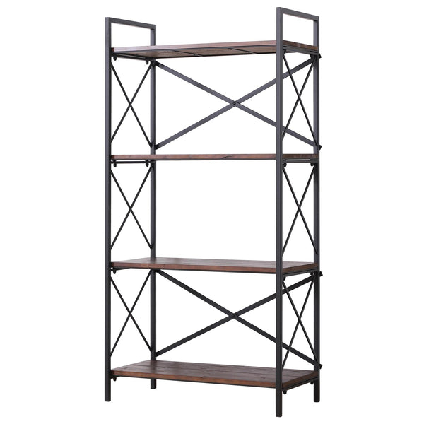 acquista Libreria Scaffalatura a 4 Ripiani in Acciaio e Legno 80x40x160 cm