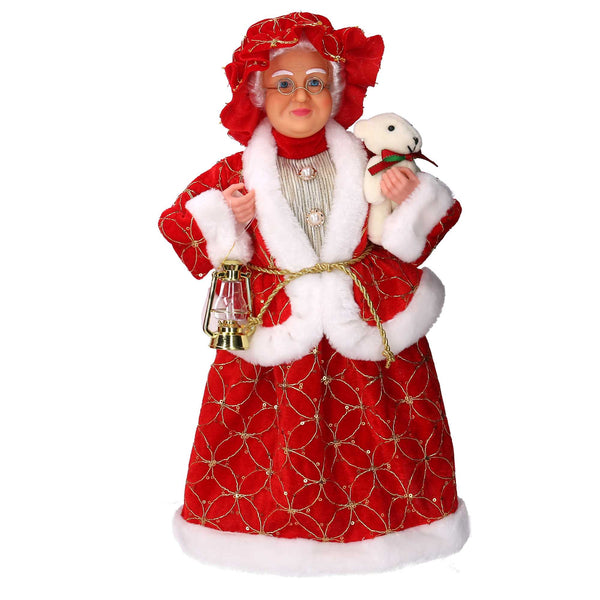 sconto Babbo natale in tessuto signora rosso e oro cm xh45