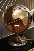Mappamondo Bronzo con Luce Ø25x38 cm in Ferro e Plastica