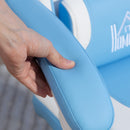 Sedia da Gaming Reclinabile 65x62x116-124 cm con Poggiapiedi e Cuscini in Finta Pelle e Spugna Bianco e Azzurro