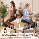 Sedia Ergonomica Posturale 46x85x85,5-103 cm Regolabile con Schienale e Ruote Nero      