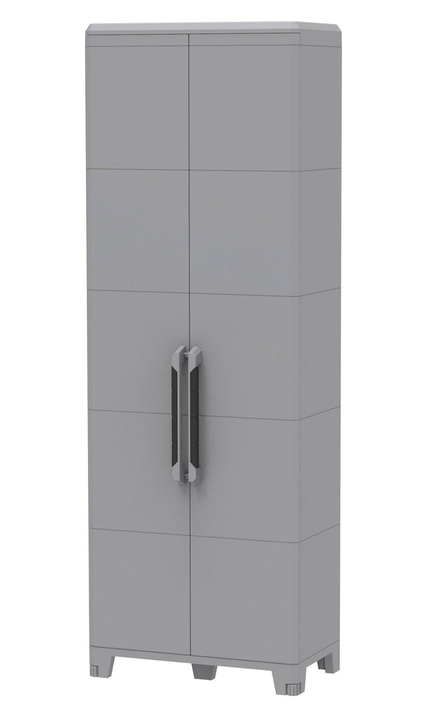 sconto Armadio Portascope Modulare da Esterno 78x43,6x225,8 cm 2 Ante 5 Ripiani in Polipropilene Transforming Grigio e Nero