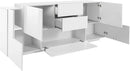 Credenza 5 Ante e 2 Cassetti 220x45x86 cm Coro Bianco Lucido/Bianco  