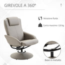 Poltrona Relax Reclinabile con Poggiapiedi in Similpelle Grigio 