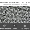 Set da Giardino Divano 2 Poltrone 2 Sgabelli e Tavolo in Rattan Grigio
