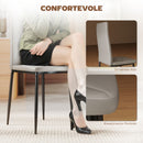 Set di 4 Sedie da Pranzo 41x50x97 cm con Schienale Alto in Finta Pelle e Acciaio Grigio      