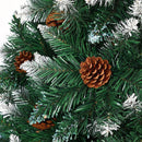 Albero di Natale Innevato King Premium 210 cm 1178 Rami con Pigne e Base in Legno Verde      