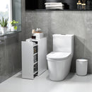 Mobiletto Bagno Salvaspazio 47x25x66,5 cm a 3 Livelli con Binari Scorrevoli in Legno Bianco  