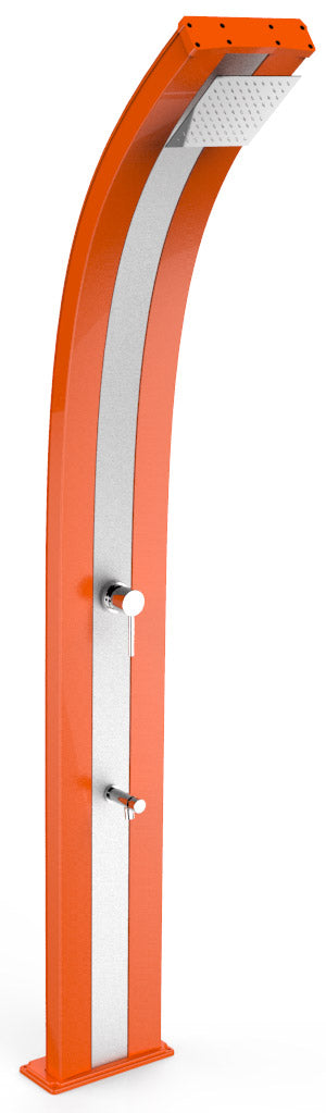 Doccia Solare da Esterno Giardino 40L Miscelatore e Lavapiedi Arkema Dada Fascia Inox Arancio prezzo