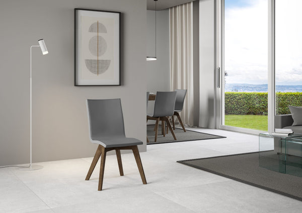 Sedia 52x52x87 cm Trudy gambe noce in Similpelle Grigio prezzo
