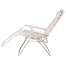 Sedia Gran RelaxImbottita Reclinabile E Richiudibile 65x90x110 cm in Acciaio PVC e Poliestere Avorio Rio Plus      