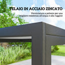 Set 7 Pezzi da Giardino con Tavolo e 6 Sedie da Pranzo con Braccioli in Acciaio Nero      