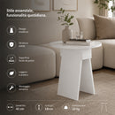 Tavolino Rotondo 42x23,5x50 cm Tavolo Design Minimal Bianco      