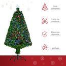 Albero di Natale Artificiale 120 cm 130 Rami in Fibra Ottica e PVC e 16 luci LED 
