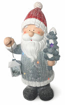 Pupazzo Babbo Natale Luminoso 5 Led in Magnesia H58 cm Soriani Grigio